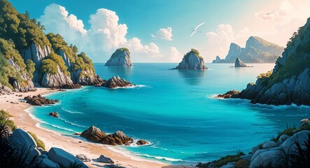 A hidden coastal inlet with turquoise waters and rocky untouched shores