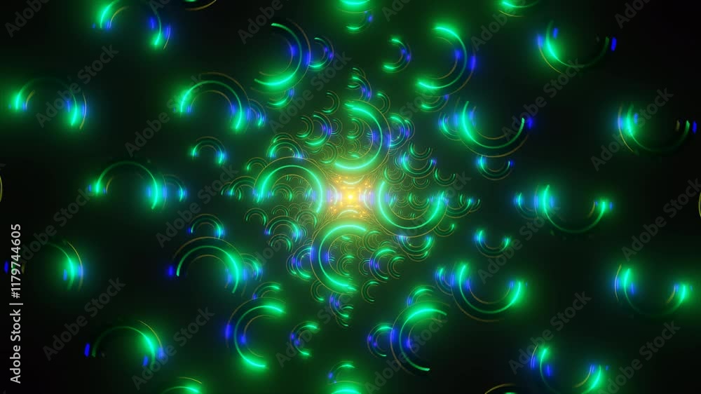 Poster dynamic abstract animation with neon geometry and light effects