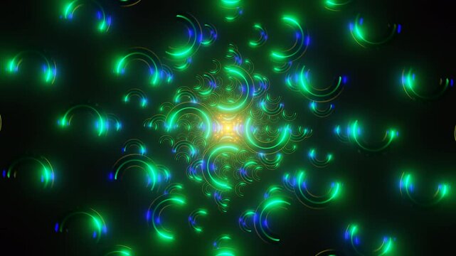 Dynamic Abstract Animation With Neon Geometry And Light Effects