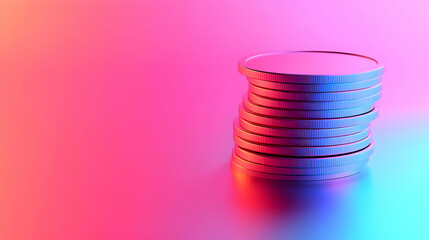 Stack of Coins 3D Render Abstract Background