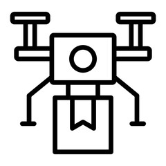 Drone Delivey Vector Line Icon Design