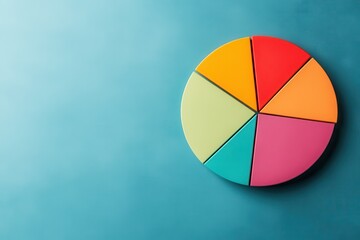 Fototapeta premium Colorful Pie Chart on Blue Background Representing Budget Allocations