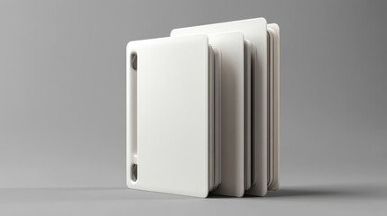 Binder folder with files in plastic punched pockets and ringbinder top view mockup. Closed and open portfolio with blank sheets for documents isolated on grey background. Realistic 3d vector mock up