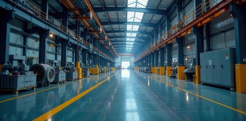 Fototapeta premium Modern industrial facility, striving for net-zero emissions , innovation, wind