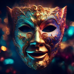 Fototapete Rund Colorful Emotional Theater Mask © Nikita