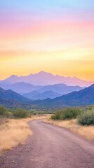 Stunning Sunset Over Mountain Range With Vibrant Sky and Serene Landscape in Tranquil Nature Setting Offering Peaceful Escape and Scenic Beauty for Relaxation and Inspiration