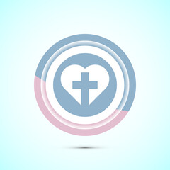 Christian cross icon design illustration, Religion sign. Holy cross logo symbol, Pastel color button design