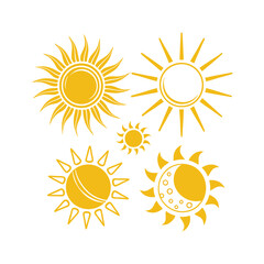sun icons vector isolated 