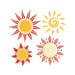sun icons vector isolated 