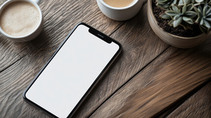 White mobile phone in front and perspective view. Vector realistic clay mockup of modern smartphone with blank screen. Template for presentation digital smart device