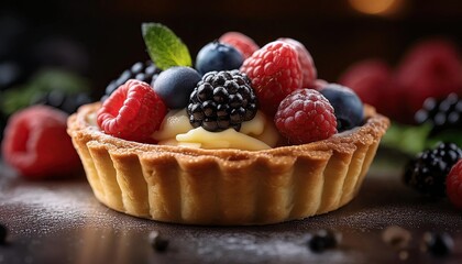 Berries and mint tartlet