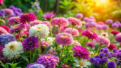 Obraz premium Lush Garden: Vibrant Purple, Pink & White Flower Bed