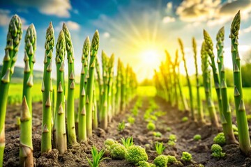 Lush Green Asparagus Field Landscape - Vibrant Spring Harvest
