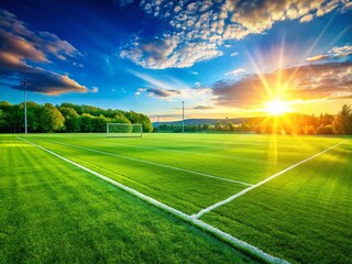 Lush Green Football Field Background - Perfect for Sports & Game Designs