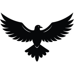 A majestic eagle soaring in the sky with outstretched wings, mountain scenery in the background, vector art.