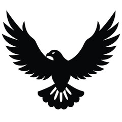 Obraz premium A majestic eagle soaring in the sky with outstretched wings, mountain scenery in the background, vector art.