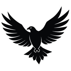 A majestic eagle soaring in the sky with outstretched wings, mountain scenery in the background, vector art.