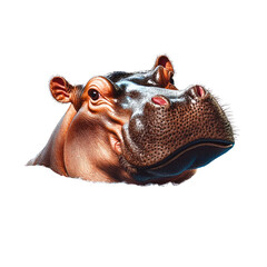 Close-up Portrait of a Hippopotamus with Detailed Features and Expressive Eyes for Wildlife Photography