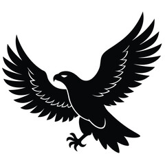 A majestic eagle soaring in the sky with outstretched wings, mountain scenery in the background, vector art.