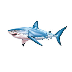 Fototapeta premium Realistic Illustration of a Great White Shark Swimming in Clear Water, Depicting Marine Life