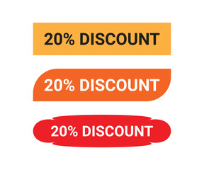 Discount 20 percent off. Flat  illustration on white background.