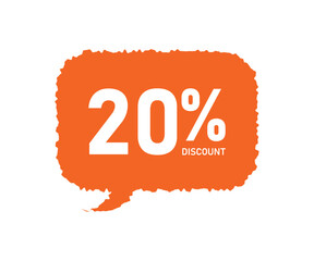 Discount 20 percent off. Flat illustration on white background.