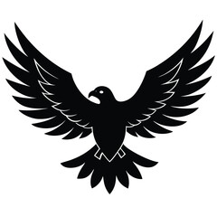 A majestic eagle soaring in the sky with outstretched wings, mountain scenery in the background, vector art.