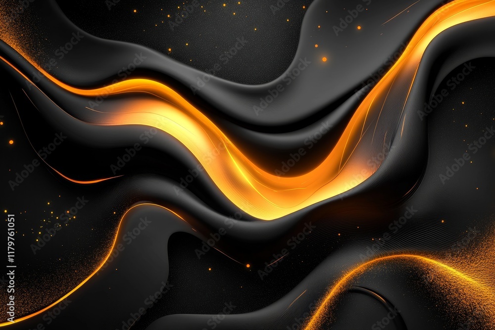 Aufkleber abstract flowing waves of black and gold showcasing elegance and sophistication while creating a dyn