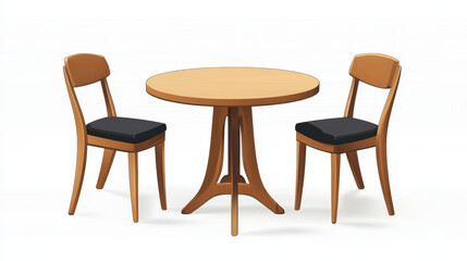 3D table and chairs isolated on white background. Vector realistic illustration of plastic or metal furniture mockup for trade fair booth, restaurant, home kitchen or dining room, clean tabletop
