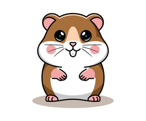 Cute hamster , vector drawing of a hamster for children on a white background