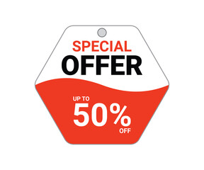 Special offer banner with shadow on white background. Can be used with any background. Vector illustration.