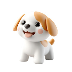 Obraz premium Cute Cartoon Puppy Character with Big Eyes and Happy Expression in 3D Style for Children's Graphics and Designs