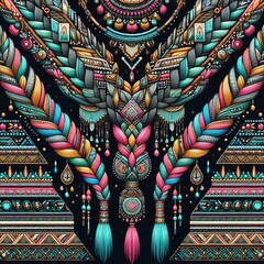Traditional tribal braiding patterns combined with neon colors a