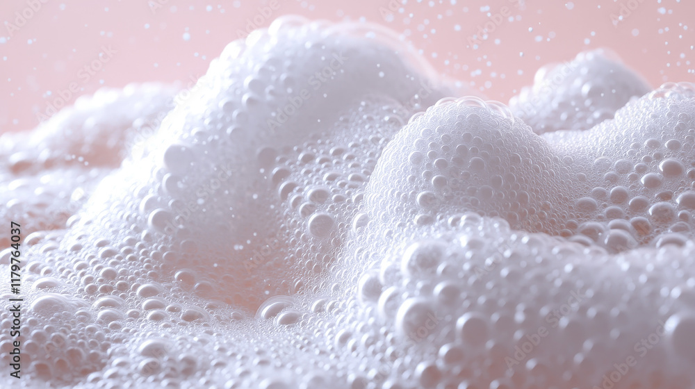 Poster tornado with air bubbles, cleanliness effect. detergent thunderstorm swirls with soap. isolated abst