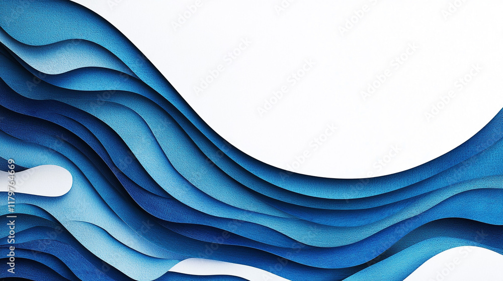 Poster abstract waves of paper create design background with flowing wavy shapes