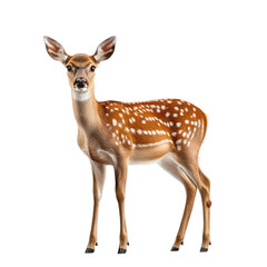 Young Fawn Standing Gracefully in Natural Habitat with Distinctive Spots and Expressive Features