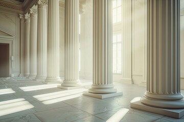 Ultra Hd Visual of Column Interior of Empty Room for Law or Government Background