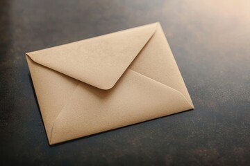 Concept of safety and confidentiality of personal security. A simple brown envelope rests on a dark surface, showcasing its textured paper and classic flap design.