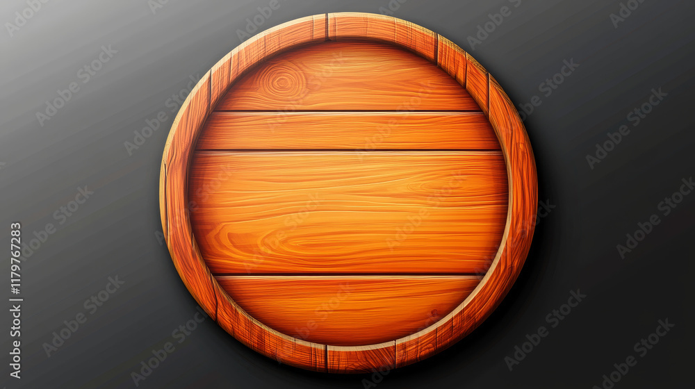 Poster orange wooden game sign board frame cartoon vector. wood texture sign board ui panel isolated on tra