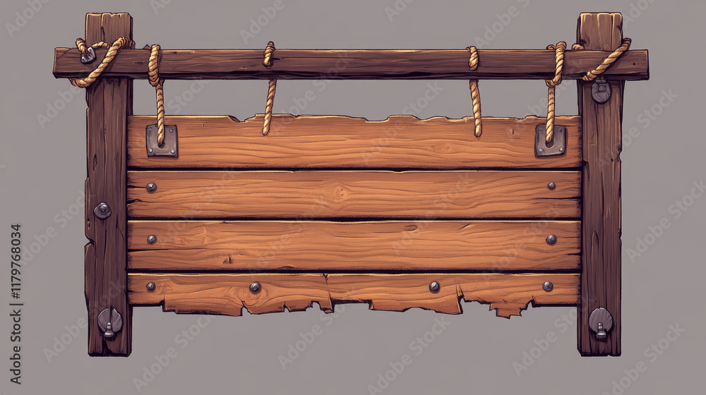 Poster 3d wood texture sign board. wooden plank frame for saloon. realistic vintage nail bar for text in ga