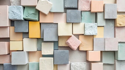 A creative mix of pastel-colored blocks scattered randomly for a playful look