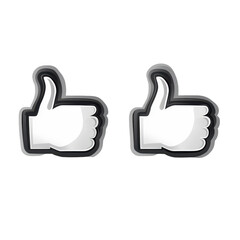 Like and unlike button. Thumbs up and down icons for user feedback. PNG transparent background.