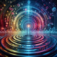 Fototapeta premium Water Ripples Notes create concentric ripples in a virtual pond