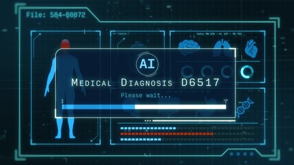 AI in medicine and healthcare, medical diagnosis, artificial intelligence in medical imaging, remote patient monitoring, telehealth, futuristic interface, technology innovation (3d render)