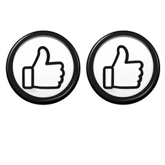Like and unlike button. Thumbs up and down icons for user feedback. PNG transparent background.