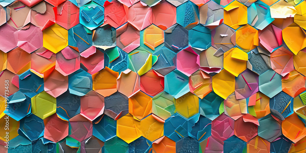 Aufkleber abstract hexagonal color field composition