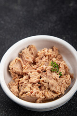 canned tuna fish seafood snack aperitif fresh tasty food dish delicious gourmet food pescetarian diet background on the table rustic food top view copy space vegetarian food 