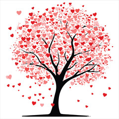 Valentine day Vector tree with heart, tree, vector, leaf, nature, branch, spring, flower, illustration, heart, art, design, silhouette, love, season, plant, floral, autumn, blossom, leaves, summer, 