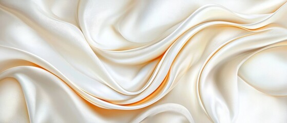Obraz premium Elegant Draped Cream Silk Fabric Texture Background Luxurious Soft Satin Waves Smooth Textile Detail