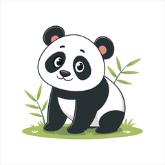 Cute Panda icon vector Illustration.